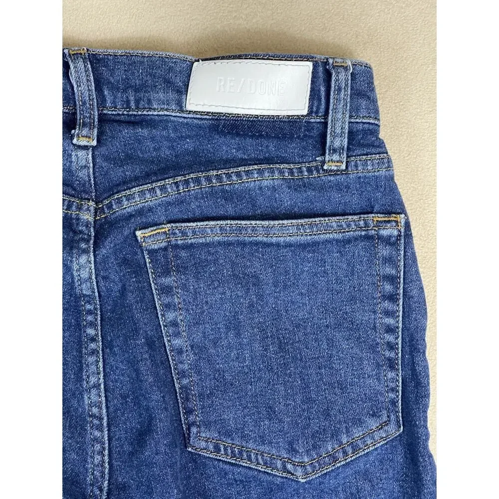 RE/DONE Jeans Womens 28 Blue 90s‎ High Rise Ankle Crop Button Fly Stretch Denim